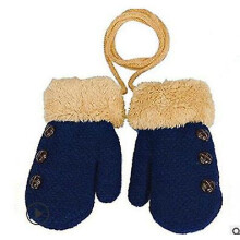 (Navy) Autumn And Winter Baby Gloves Children's Gloves Winter Wool Knitted Gloves Children Warm Rope Mittens 1to3 Years