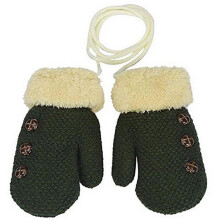 (Green) Autumn And Winter Baby Gloves Children's Gloves Winter Wool Knitted Gloves Children Warm Rope Mittens 1to3 Years