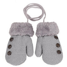 (Grey) Autumn And Winter Baby Gloves Children's Gloves Winter Wool Knitted Gloves Children Warm Rope Mittens 1to3 Years