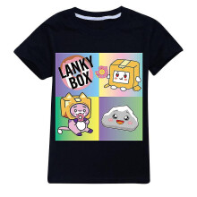 (7-8Years, Black) 7-14 Years Kids Teens Boys Girls Lanky Box T-shirts Printed Crewneck Short Sleeve Tops Gifts
