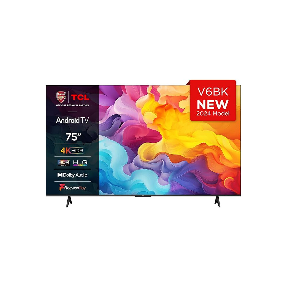 TCL 75V6BK 75-inch 4K Ultra HD, HDR TV, Smart TV Powered by Android TV