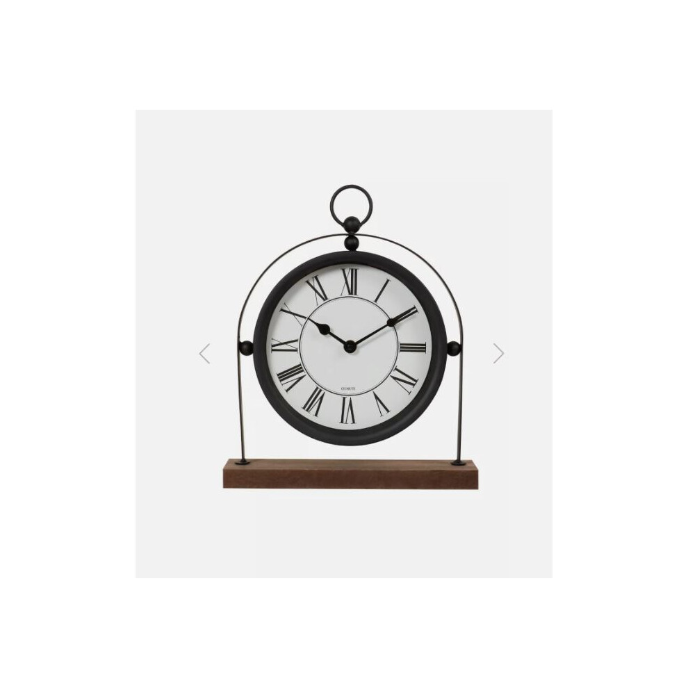 Ra-Homestore New Vintage Design Standing Wooden Mantle Clock With Roman Numerals Black
