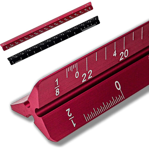 2 Pack 6 Inch Architectural Rulers, Small Scale Ruler Pocket Mini Engineer Scale Ruler For Architects Engineering, Artists, Draftsman Drawing, Laser-e