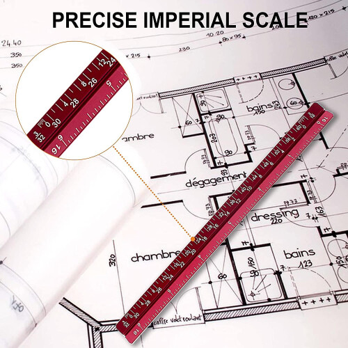 2 Pack 6 Inch Architectural Rulers, Small Scale Ruler Pocket Mini Engineer Scale Ruler For Architects Engineering, Artists, Draftsman Drawing, Laser-e 1