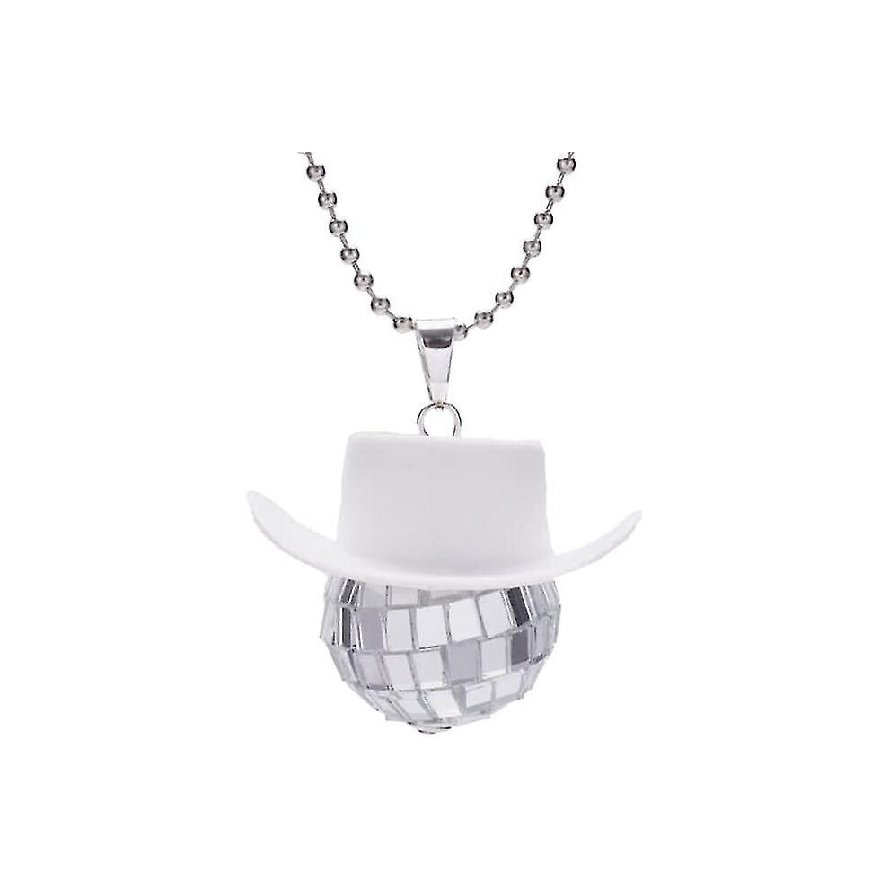 (White) Disco Ball Car Accessory, Disco Mirror Ornament, Disco Cowboy Hat Accessory, Car Disco Charm, Disco Ball For Car Cute Accessories White