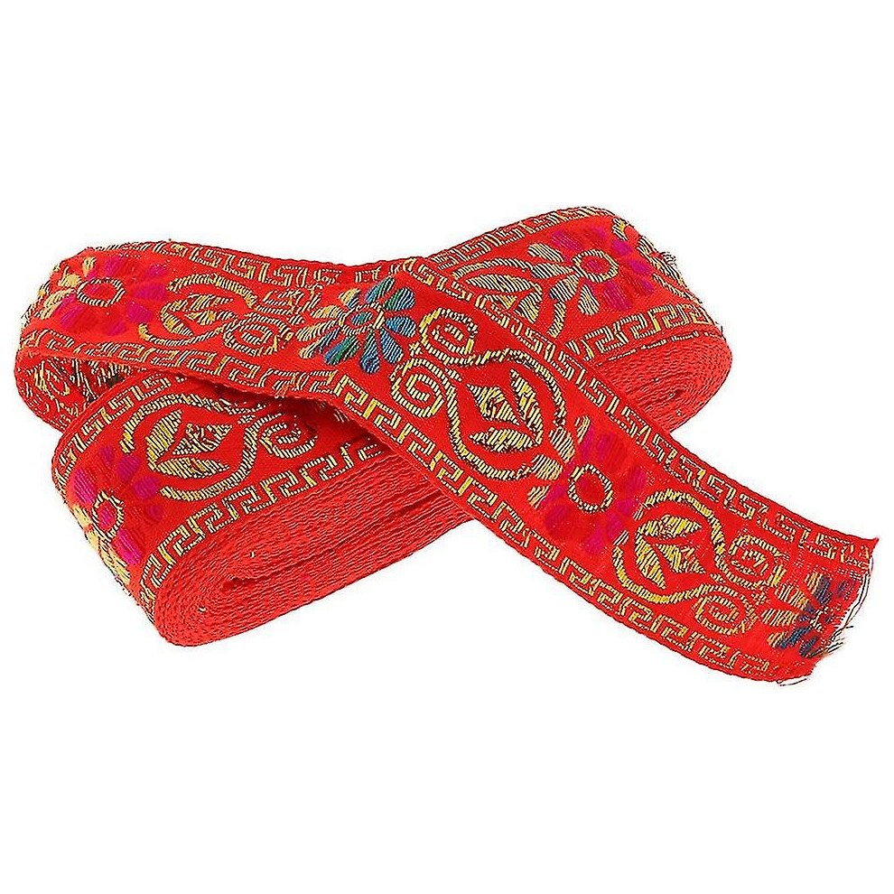 (Red) Jacquard Trim Braid Embroidered Ribbon Craft Sewing Retro Boho Ethnic Fabric Ribbon Trim For Sewing Crafts Projects  7m  6 Styles To Choose
