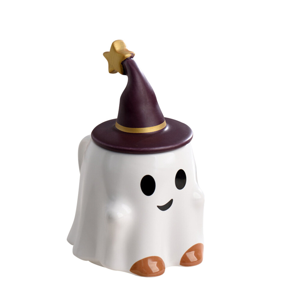 (A) Cute Halloween Ghost Ceramic Mug, 401-500ml, White
