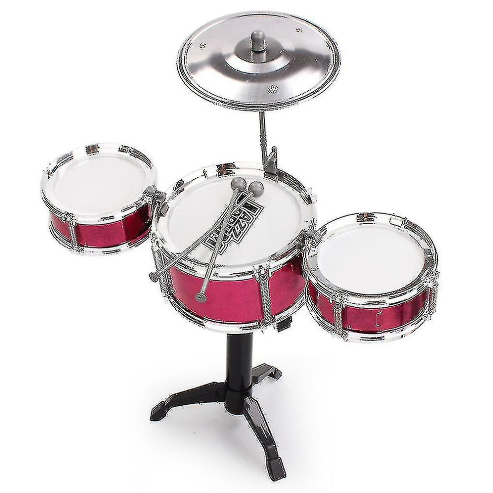 (Three Drum Set Drum, ) Kids Jazz Drums Set For Toddlers Toughs Knock-Resistant Drums Kit Detachable Drums Instrument Red