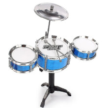 (Three Drum Set Drum, Blue) Kids Jazz Drums Set For Toddlers Toughs Knock-resistant Drums Kit Detachable Drums Instrument