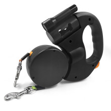 (Black) Retractable Lead Leash Double Tangle Dual Doggie 2 Dog 50 Pounds For Pet Dog