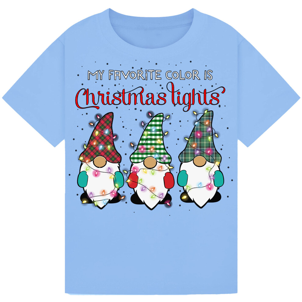 (9-11YRS, SKY BLUE) Christmas Xmas Gnome T-Shirts For boys& Girls-image-OPC-PFP2Y7R-NEW