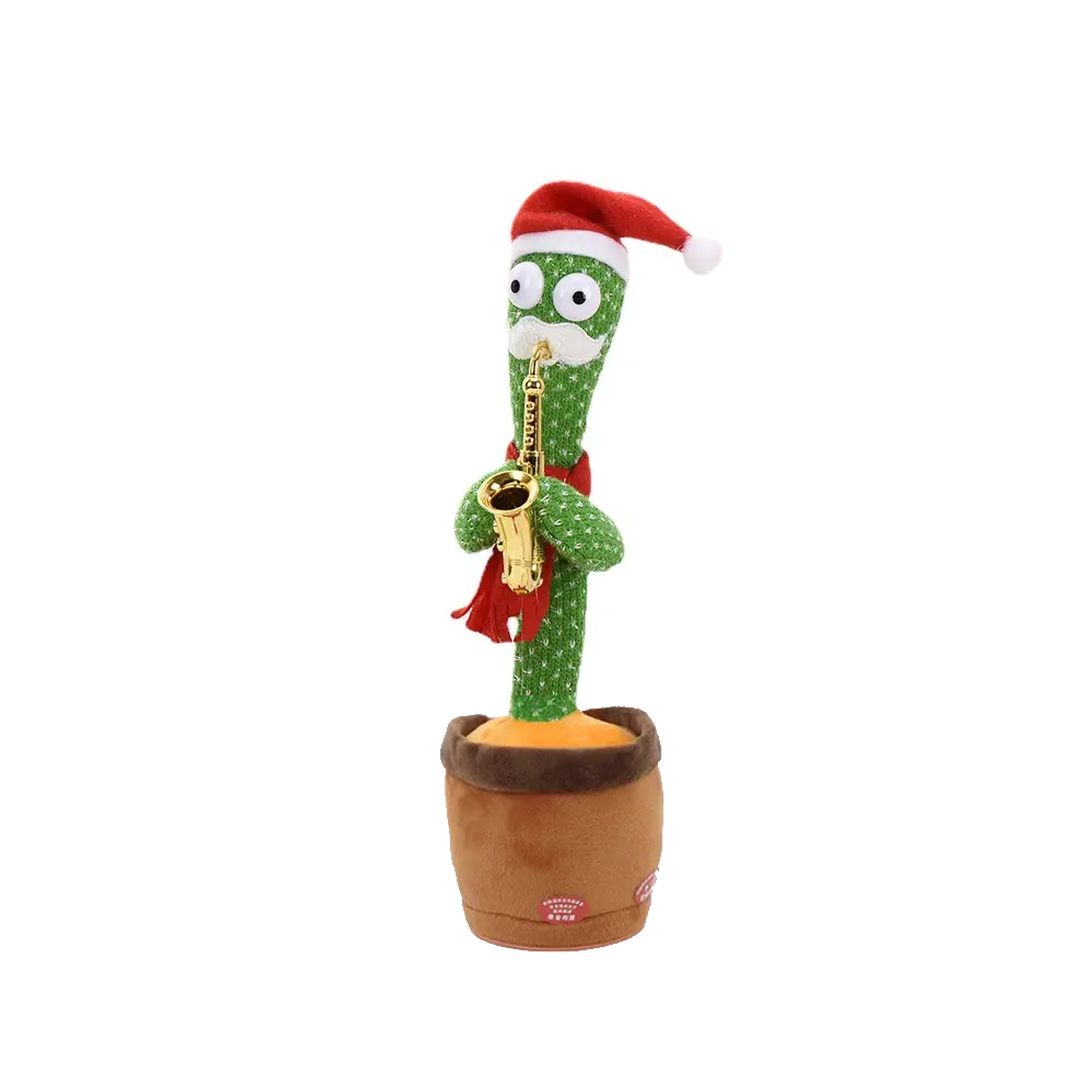(Style C) Christmas Cactus Plush Toy Dancing Singing Recording Learn Talking Kid Gifts