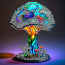 (F) Mushrooms Stained Glass Plant Series Table Lamp, Vintage Desk Lamps Handmade Night Light(hs)