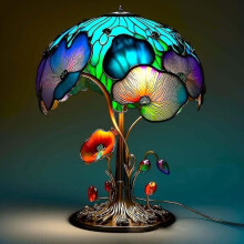 (G) Mushrooms Stained Glass Plant Series Table Lamp, Vintage Desk Lamps Handmade Night Light(hs)