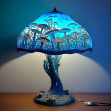 (C) Mushrooms Stained Glass Plant Series Table Lamp, Vintage Desk Lamps Handmade Night Light(hs)