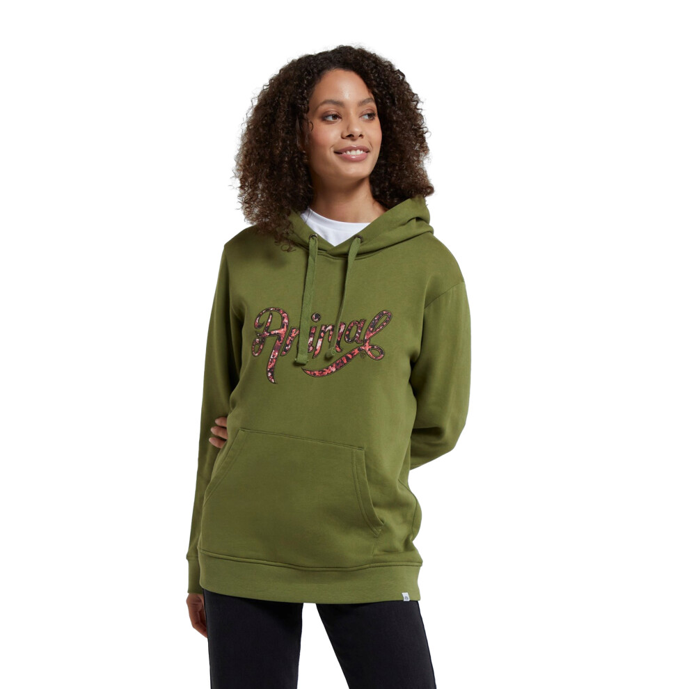 (6 UK, Khaki Green) Animal Womens/Ladies Maya Graphic Print Organic Hoodie