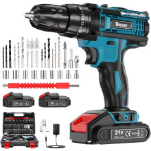 Cordless Drill Driver 21V, Cordless Hammer Drill with 2 Batteries 2000mAh, 42N.m Combi Drill, 3/8" Chuck, LED Light, 25 3 Torque Cordless dril