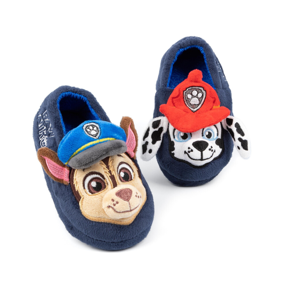 (8 UK Child) Paw Patrol Slip On Loafer Slippers (Boys Blue)