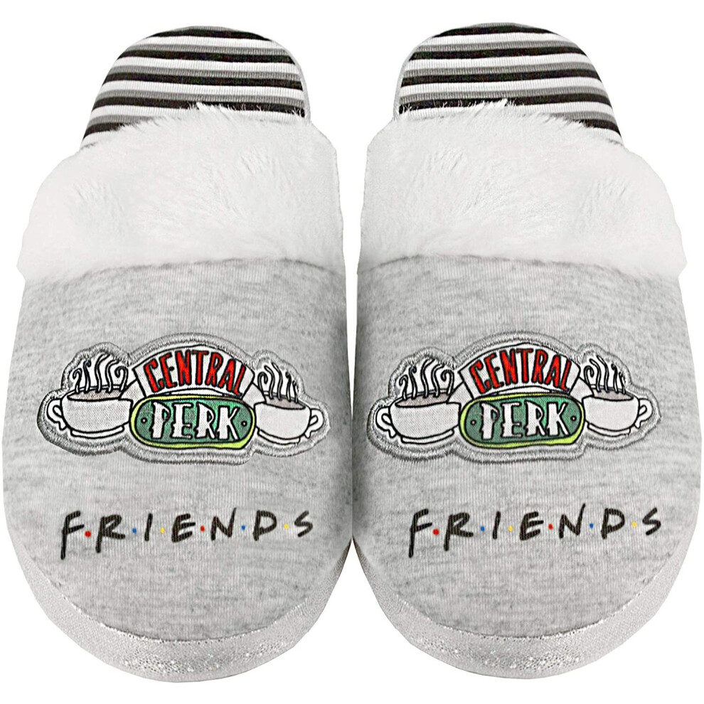 (7 UK-8 UK, Heather Grey/White/Black) Friends Womens/Ladies Central Perk Slippers