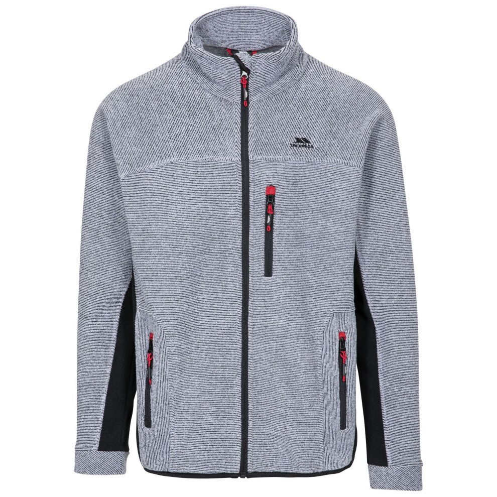 (L, Platinum Stripe) Trespass Mens Jynx Full Zip Fleece Jacket