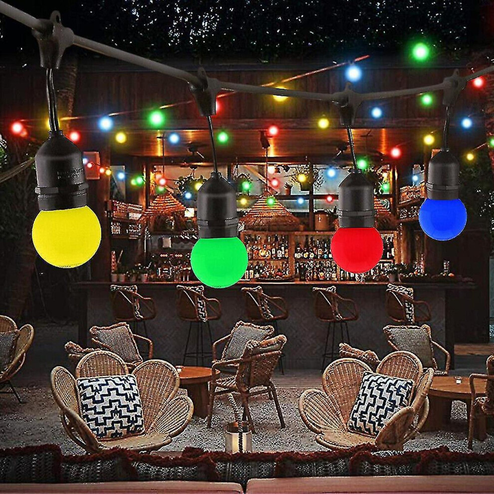 Friday 13M Led Outdoor Festoon String Lights Mains Multi Colour 20 Bulb Wedding Garden Black