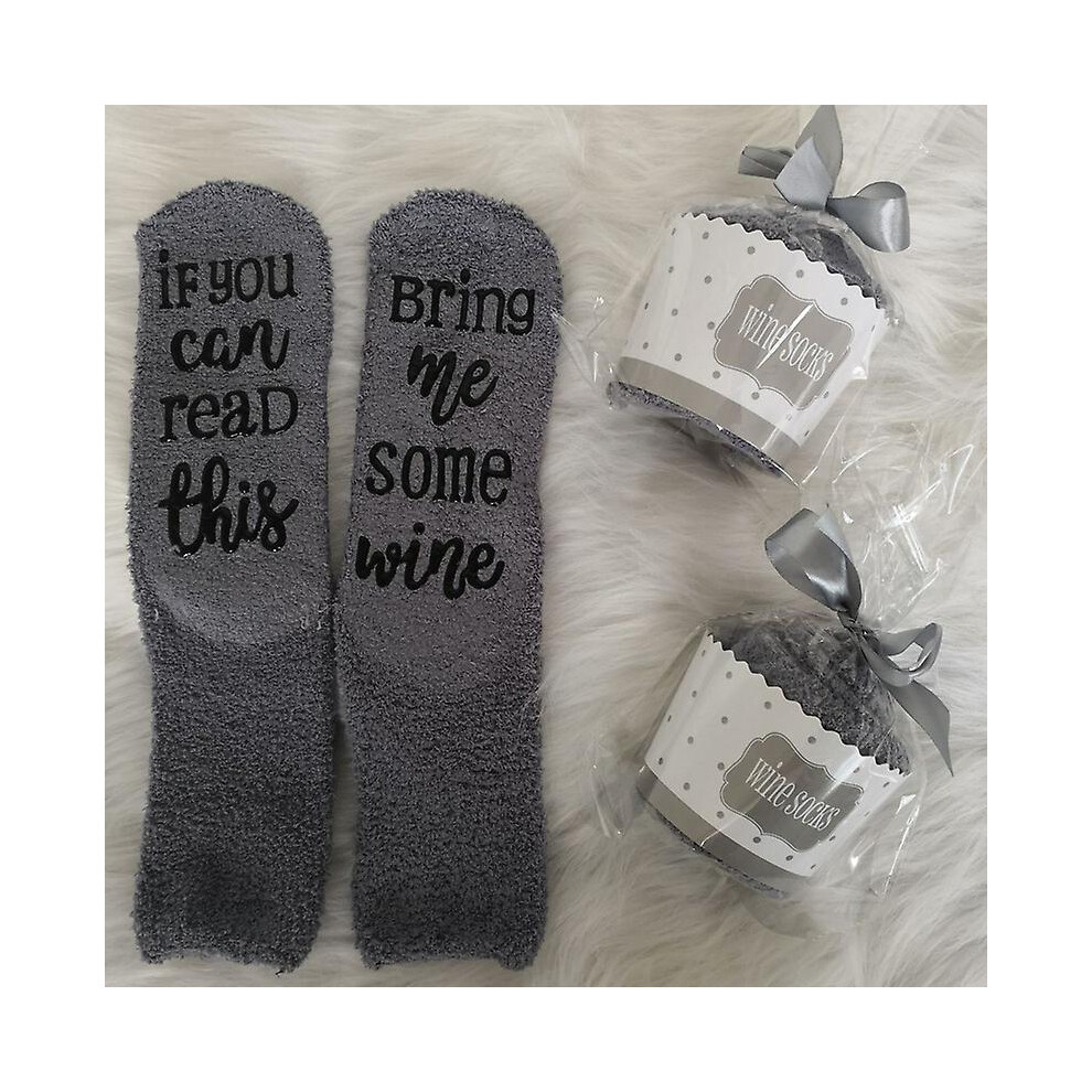 (Grey) If You Can Read This Bring Me Some Wine Socks Gifts Grey