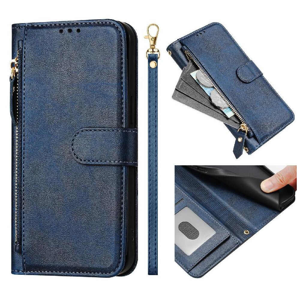(Blue) Flip Case For Hmd Pulse Pu Leather Magnetic Zipper Card Holder Blue 764762837716