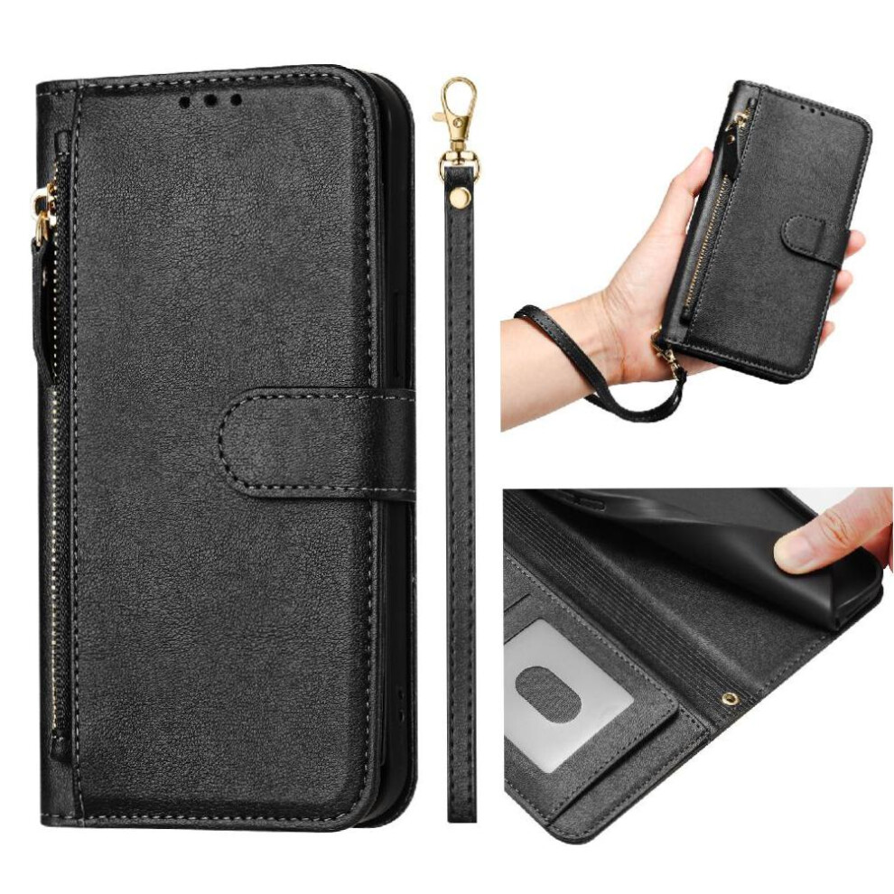 (Black) Flip Case For Hmd Pulse Pu Leather Magnetic Zipper Card Holder Black 764762837709