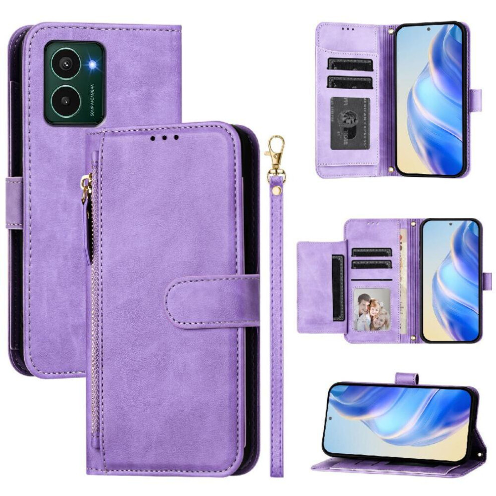 (Purple) Flip Case For Hmd Pulse Pu Leather Magnetic Zipper Card Holder Purple 764762837747