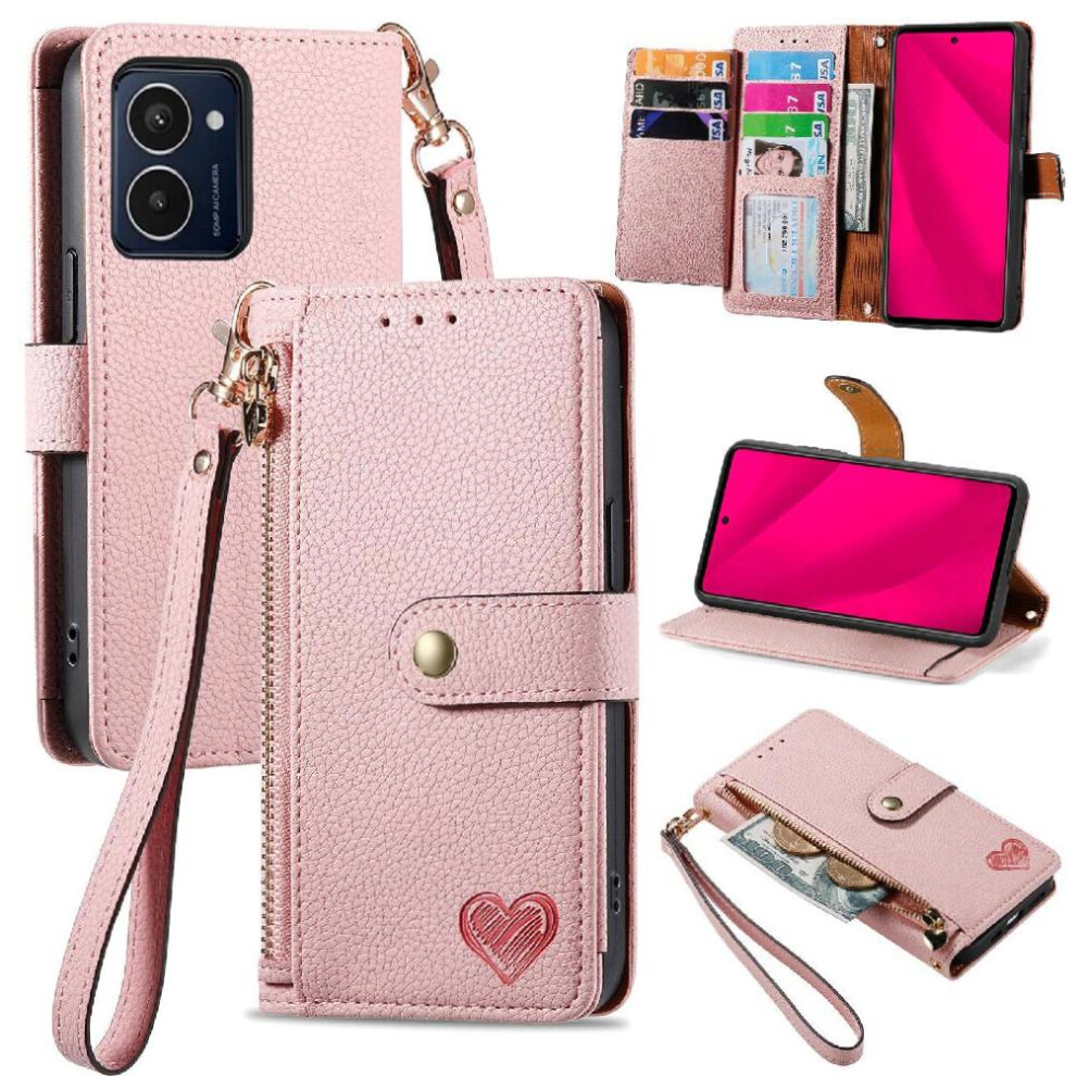 (Pink) Flip Case For Hmd Pulse Pro Leather Case Wallet Love Shockproof Zipper Pink 764549241705