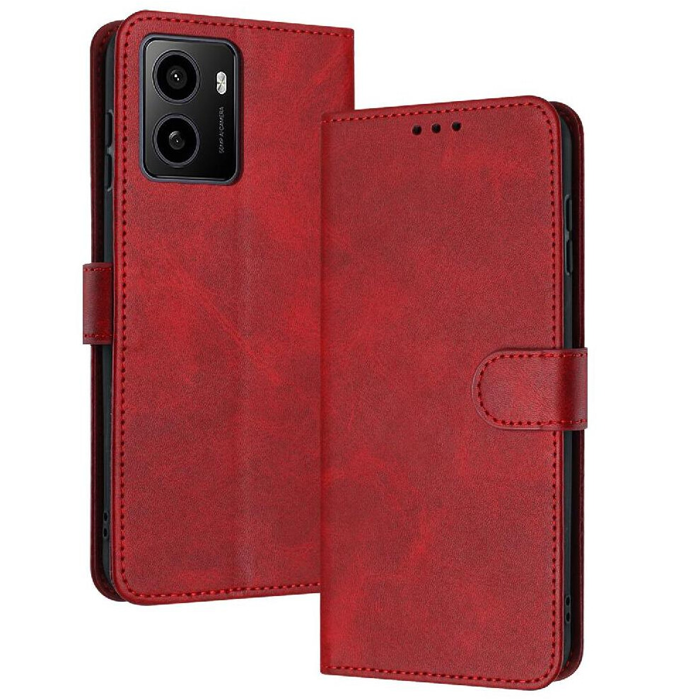 (Red) Flip Case For Nokia Hmd Pulse With Card Slot Pu Leather With Buckle Kickstand Pure Colour Red 764549241873