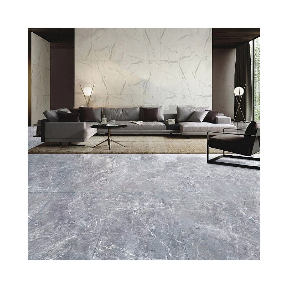 48Pcs Grey Marble Effect Self Adhesive Floor Planks Tiles