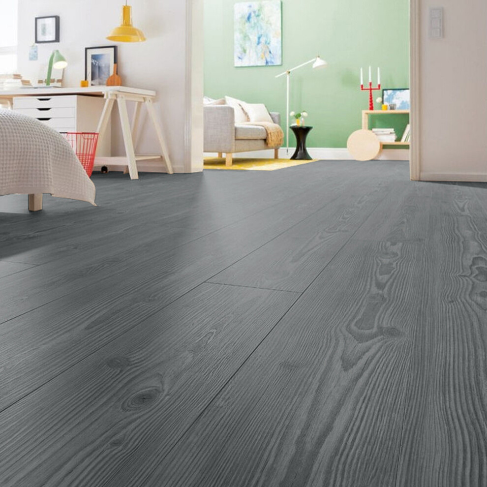 42Pcs Self-adhesive Wood Effect PVC Vinyl Flooring Grey