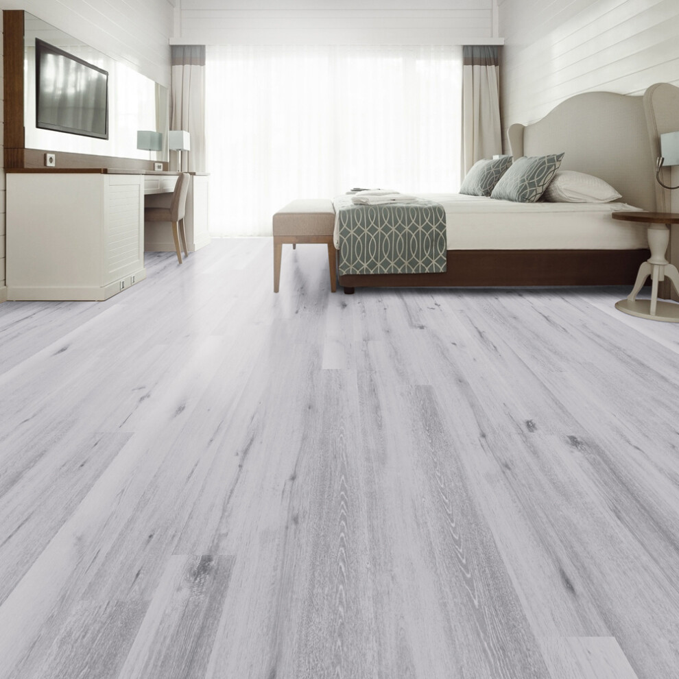 14 Pcs Grey Wood Effect PVC Self-adhesive Flooring
