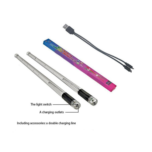 Led Light Emitting Drumsticks 15 Colour Gradient Usb Rechargeable switch Electronic Drumsticks For Stage Performance 2