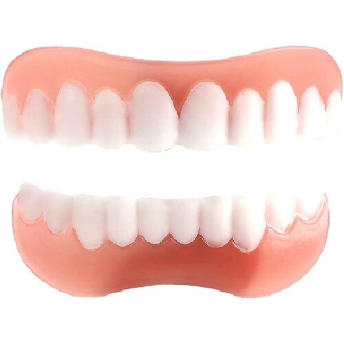 Veneer Dentures Set, 2pack Upper And Lower False Teeth, Bright White Shade, Comfortable