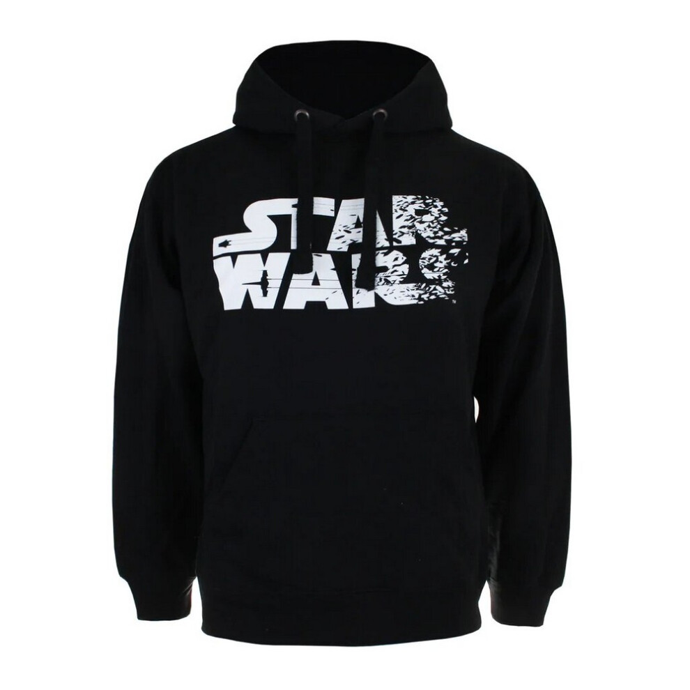 (XXL, Black/White) Star Wars Mens Rebel Logo Pullover Hoodie