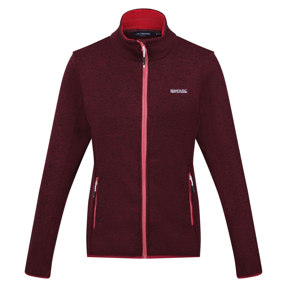 (18 UK, Burgundy/Rumba Red) Regatta Womens/Ladies Newhill Marl Full Zip Fleece Jacket