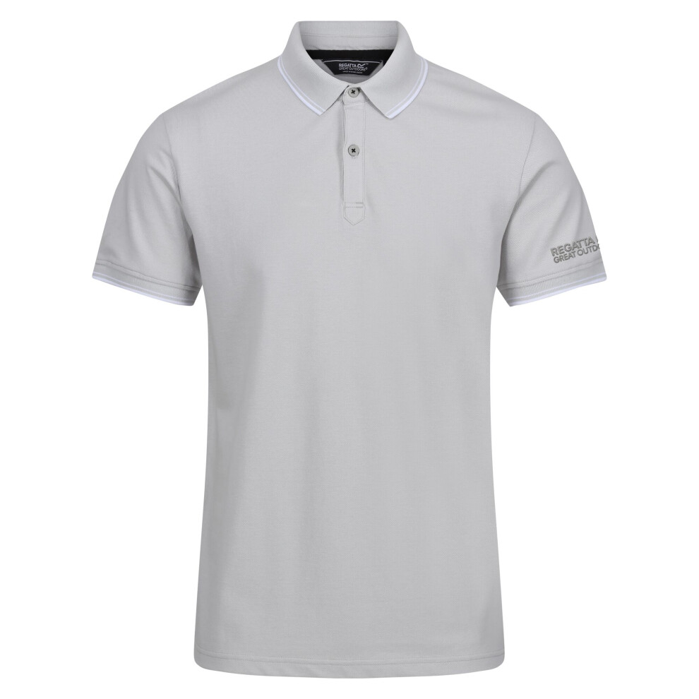 (S, Silver Grey/White) Regatta Mens Tadeo Polo Shirt