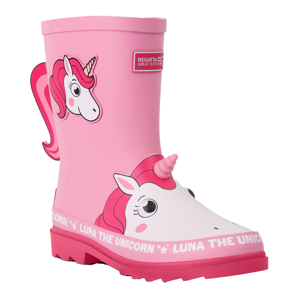 (11 UK Child, Pink) Regatta Childrens/Kids Mudplay II Luna The Unicorn Wellington Boots