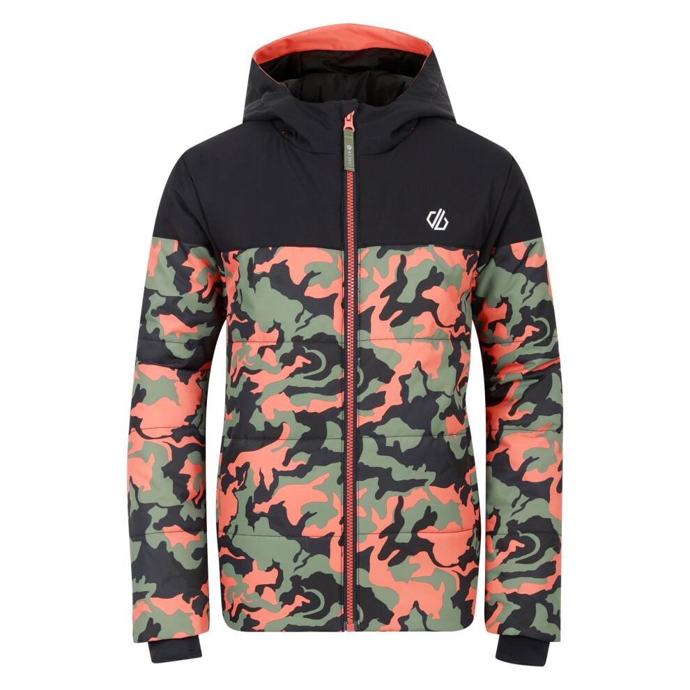 (15-16 Years, Black/Orange Rust) Regatta Childrens/Kids Liftie Camo Ski Jacket