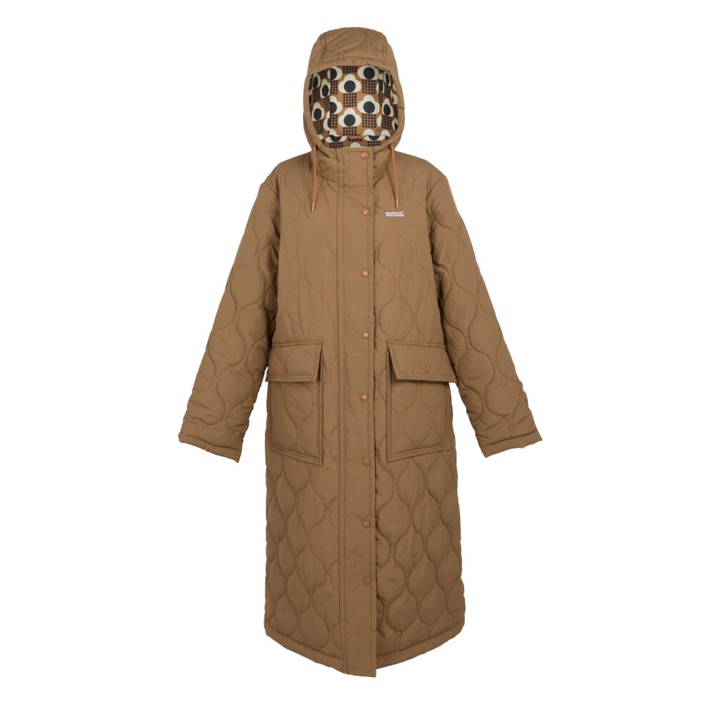 (20 UK, Toasted Tan) Regatta Womens/Ladies Orla Kiely Quilted Long Length Jacket