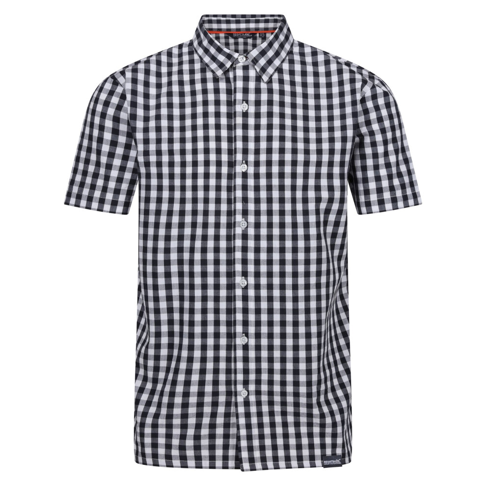 (XL, Navy/White) Regatta Mens Denmoor Checked Shirt