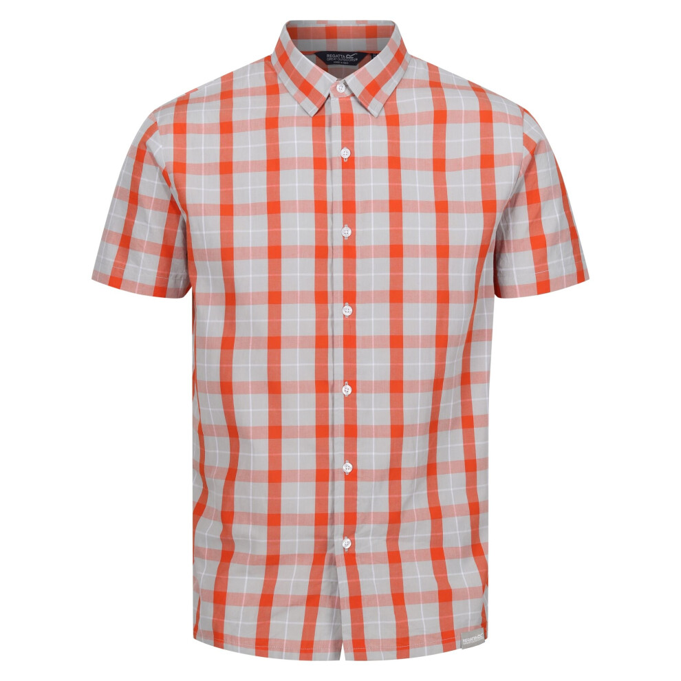 (XXL, Silver Grey/Rusty Orange) Regatta Mens Denmoor Checked Shirt