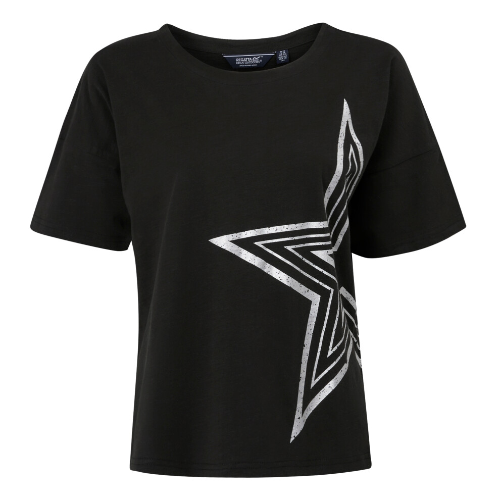 (18 UK, Black) Regatta Womens/Ladies Abaya Star Foil Print T-Shirt