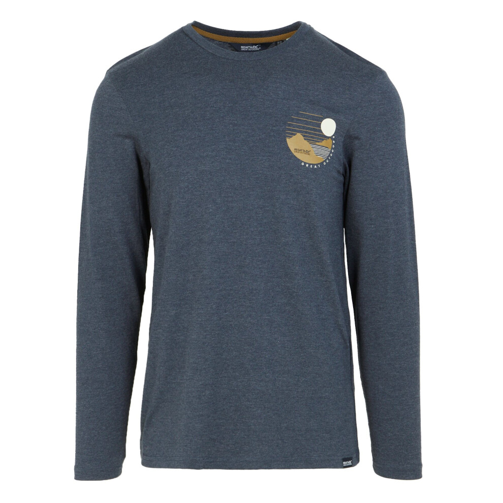 (L, Navy Marl) Regatta Mens Maylow Scenery Marl Long-Sleeved T-Shirt