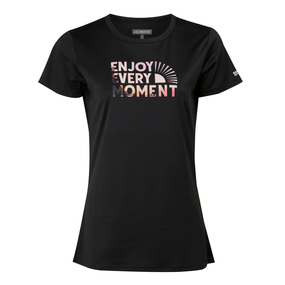 (12 UK, Black) Regatta Womens/Ladies Fingal VIII Enjoy Every Moment T-Shirt