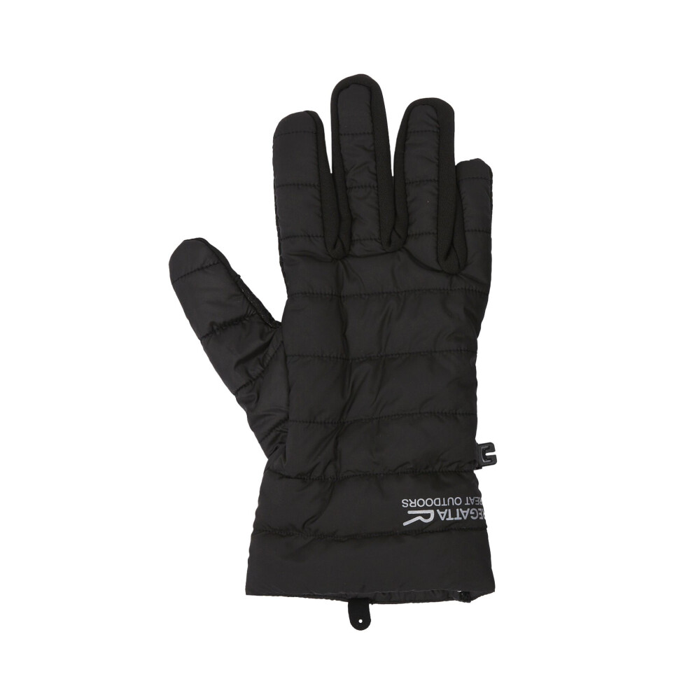 (S-M, Black) Regatta Unisex Adult Padded Stretch Logo Gloves