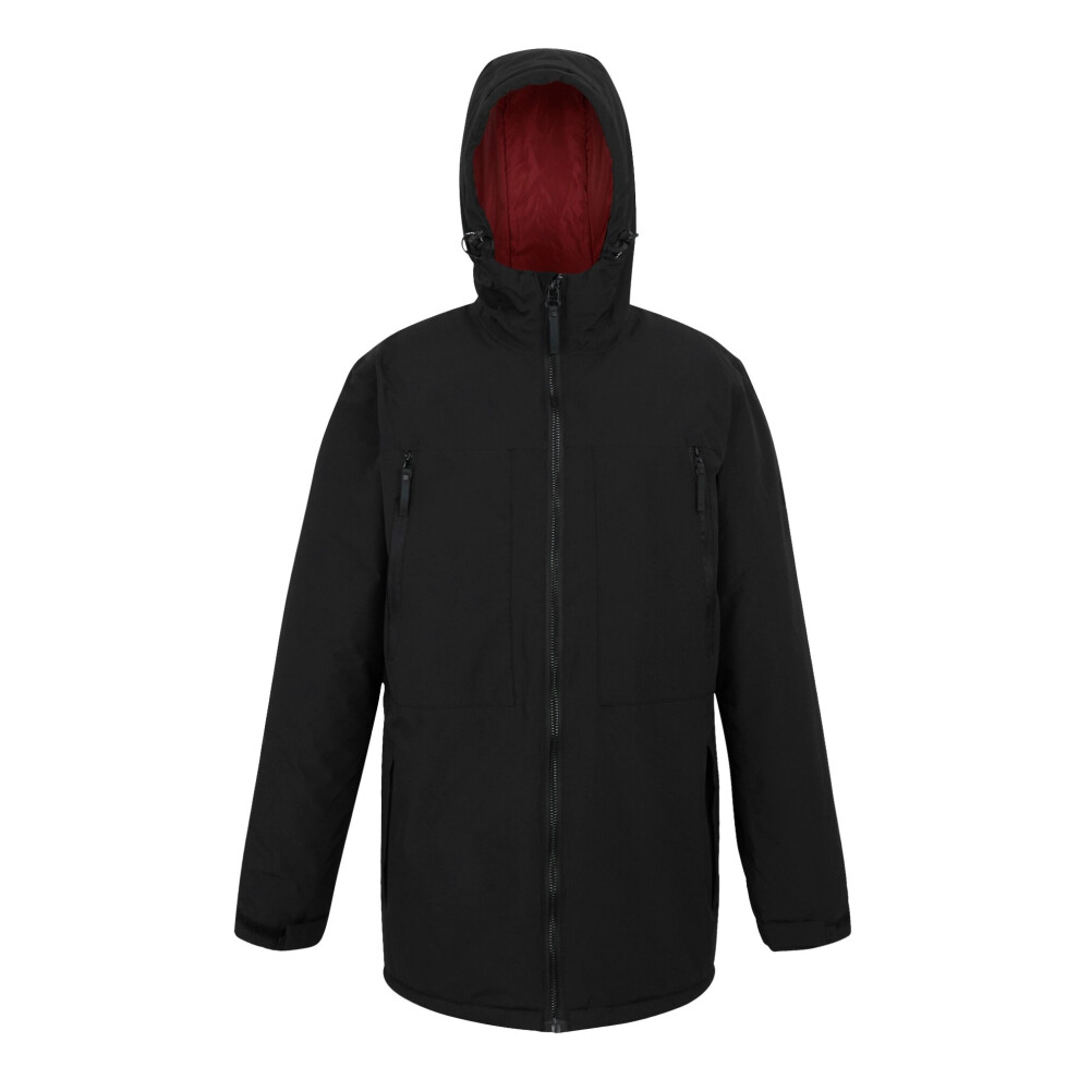 (L, Black/Red Ochre) Regatta Mens Larrick II Waterproof Insulated Jacket