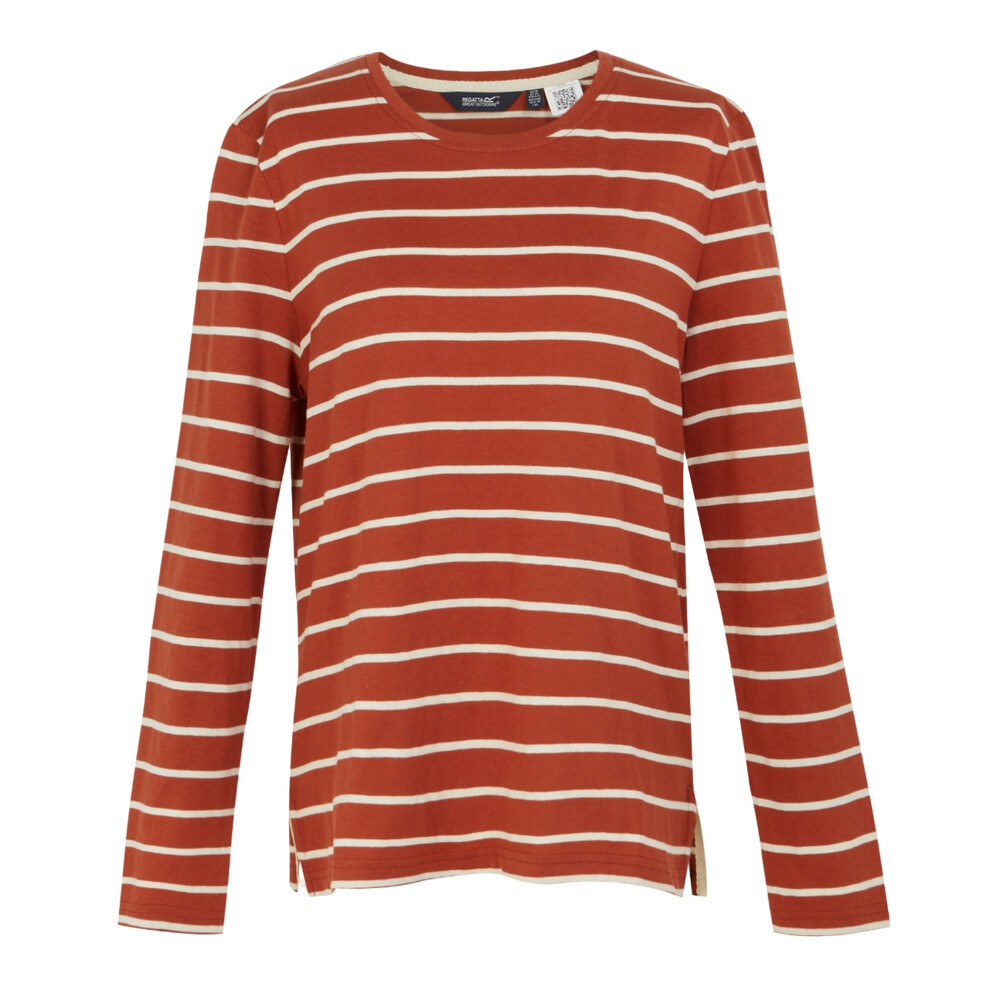 (26 UK, Red Ochre/Light Vanilla) Regatta Womens/Ladies Federica II Stripe Long-Sleeved T-Shirt